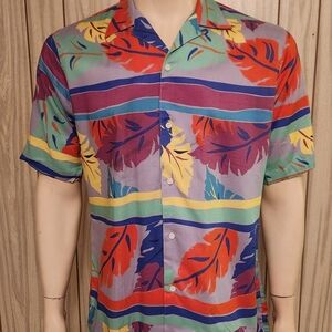 Colorful rayon shirt M men's Arrow short sleeve